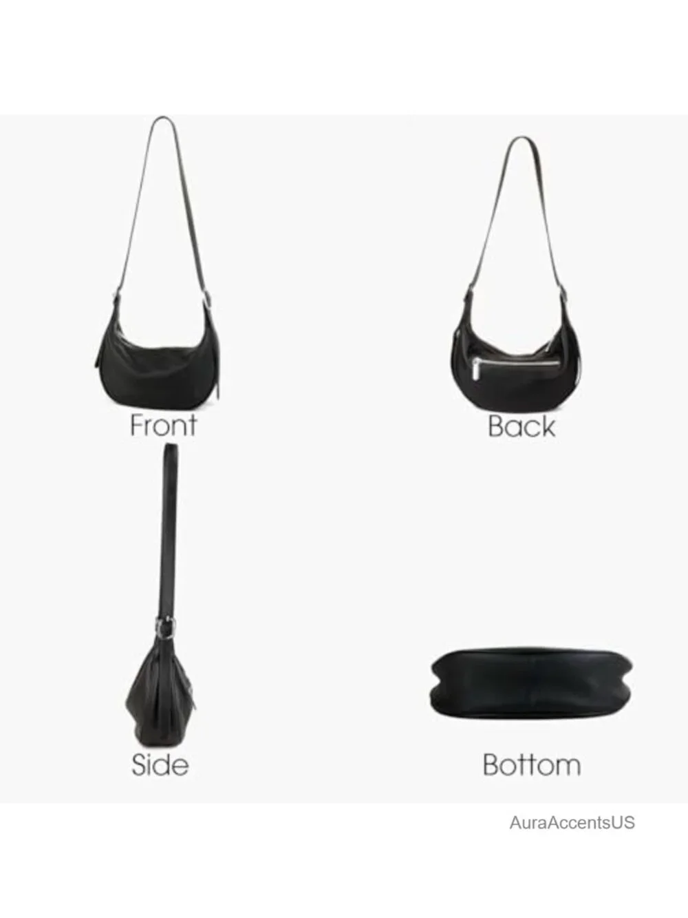 Full Grain Leather Hobo Bag Crossbody Shoulder Purse